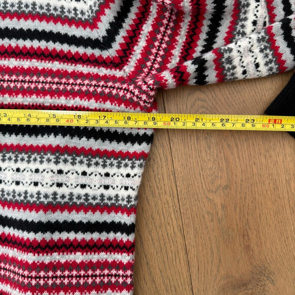 Talbots‎ Fair Isle Nordic Button Up Cardigan Red Black White Large Lambswool - Picture 6 of 7